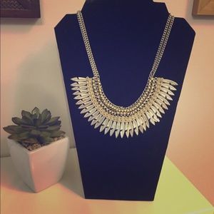 Silver and tan necklace